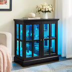 Antique Display Cabinet with Adjustable Shelves, Retro Design Quality Showcase with Lattice Doors Elegant Bookcase and Storage Cabinet for Home Decor