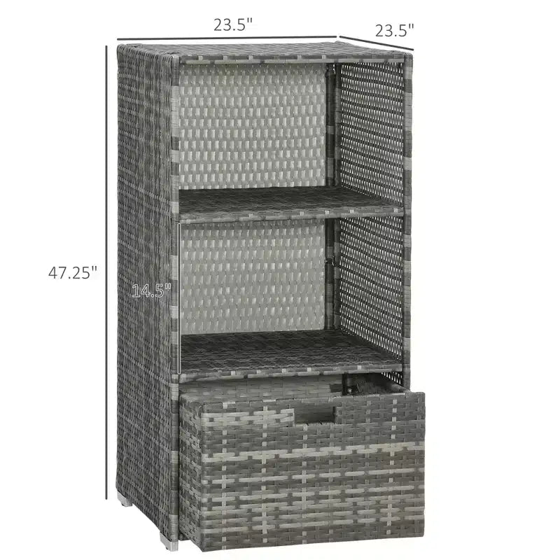 Pool Towel Rack, Waterproof PE Plastic Rattan Wicker Storage Organizer, Indoor Outdoor Spa, and Hot Tub Accessory Storage, 2 Shelves
