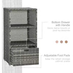 Pool Towel Rack, Waterproof PE Plastic Rattan Wicker Storage Organizer, Indoor Outdoor Spa, and Hot Tub Accessory Storage, 2 Shelves