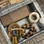 Pool Towel Rack, Waterproof PE Plastic Rattan Wicker Storage Organizer, Indoor Outdoor Spa, and Hot Tub Accessory Storage, 2 Shelves