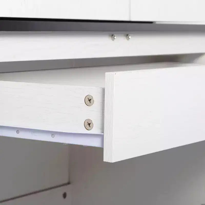 67.7 White Kitchen Pantry Cabinet: Magnetic Lock & Adjustable Shelves