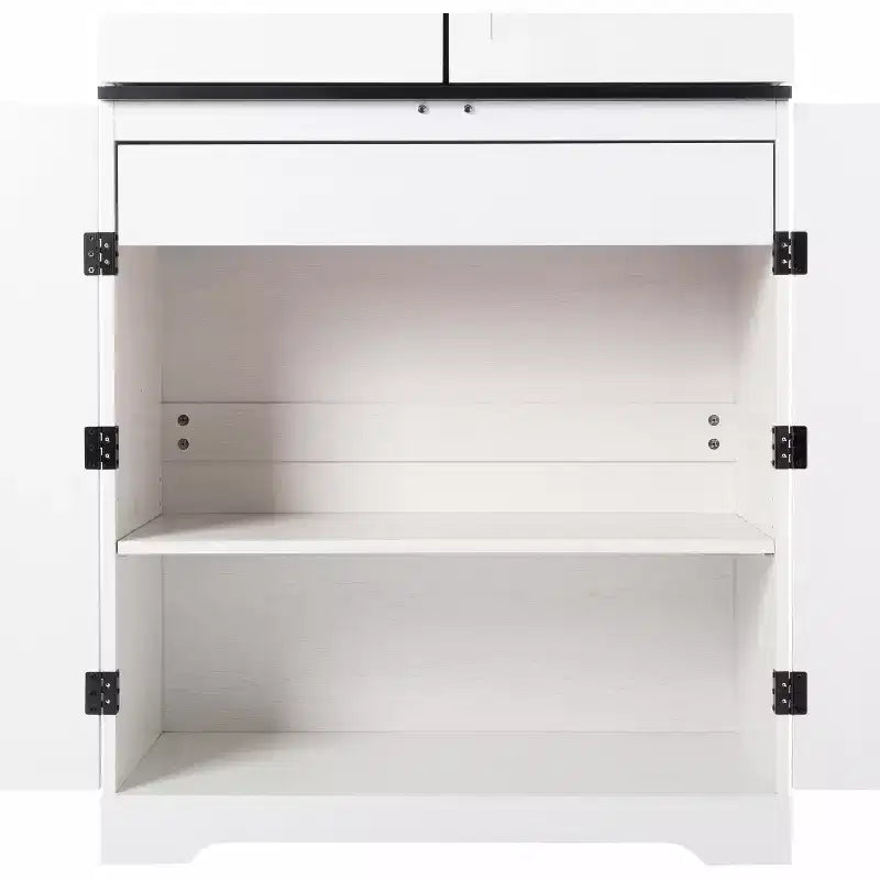 67.7 White Kitchen Pantry Cabinet: Magnetic Lock & Adjustable Shelves