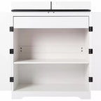 67.7 White Kitchen Pantry Cabinet: Magnetic Lock & Adjustable Shelves