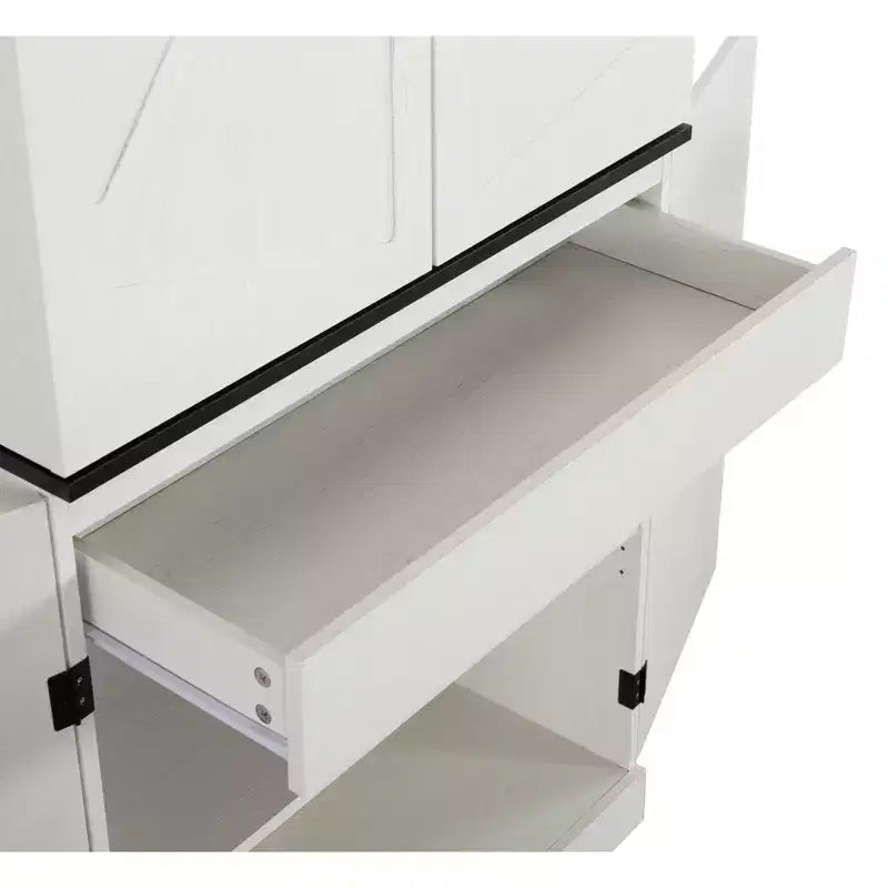 67.7 White Kitchen Pantry Cabinet: Magnetic Lock & Adjustable Shelves