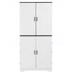 67.7 White Kitchen Pantry Cabinet: Magnetic Lock & Adjustable Shelves