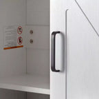67.7 White Kitchen Pantry Cabinet: Magnetic Lock & Adjustable Shelves
