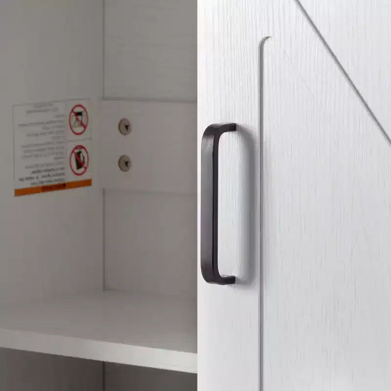 67.7 White Kitchen Pantry Cabinet: Magnetic Lock & Adjustable Shelves