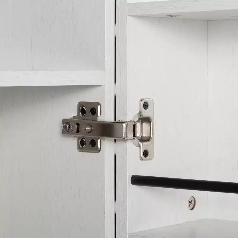 67.7 White Kitchen Pantry Cabinet: Magnetic Lock & Adjustable Shelves