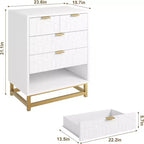 5 Drawers Dresser, Large Dresser for Bedroom, Chest of Drawers with Metal Base, Modern Dresser Chest Cabinet Organizer for Living Room, Hallway