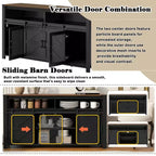 59.3in Sideboard with Sliding Barn Door & Mesh Panels, Farmhouse Buffet Table for Living Room Dining Room Hallway Balcony Kitchen Office