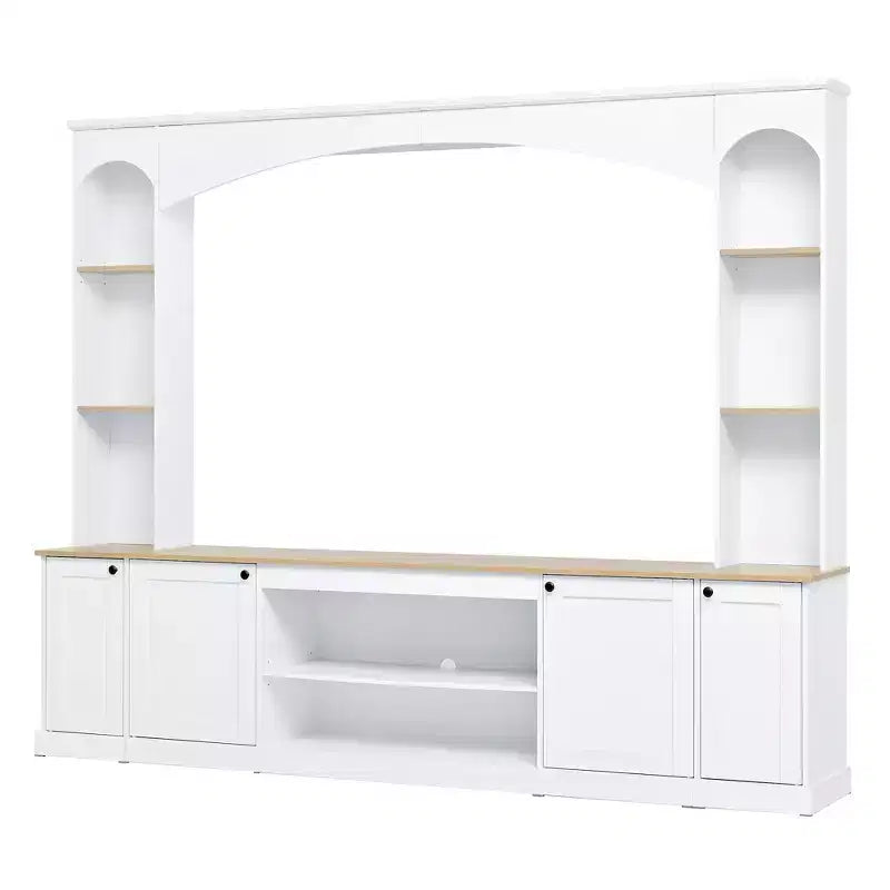 Entertainment Center Wall Unit with Bookshelves for TVs Up to 70, Large TV Stand TV Console Media Console with Adjustable Shelves, White