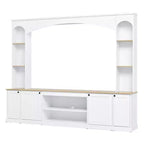 Entertainment Center Wall Unit with Bookshelves for TVs Up to 70, Large TV Stand TV Console Media Console with Adjustable Shelves, White