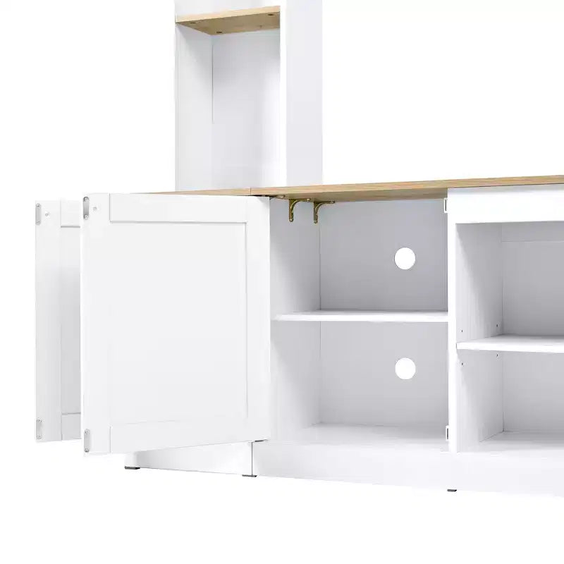 Entertainment Center Wall Unit with Bookshelves for TVs Up to 70, Large TV Stand TV Console Media Console with Adjustable Shelves, White