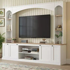 Entertainment Center Wall Unit with Bookshelves for TVs Up to 70, Large TV Stand TV Console Media Console with Adjustable Shelves, White