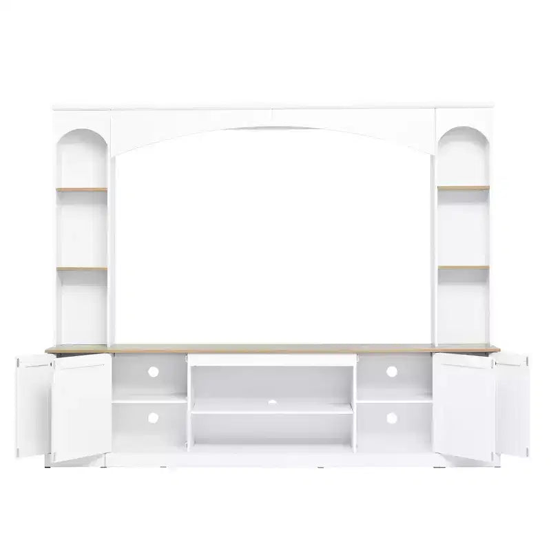 Entertainment Center Wall Unit with Bookshelves for TVs Up to 70, Large TV Stand TV Console Media Console with Adjustable Shelves, White