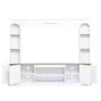 Entertainment Center Wall Unit with Bookshelves for TVs Up to 70, Large TV Stand TV Console Media Console with Adjustable Shelves, White