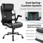 Ergonomic Office Chair, Reclining Executive Office Desk Chair with Adjustable Headrest and Pocket Spring Lumbar Support, Flip Up Armrests