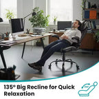 Ergonomic Office Chair, Reclining Executive Office Desk Chair with Adjustable Headrest and Pocket Spring Lumbar Support, Flip Up Armrests