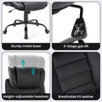 Ergonomic Office Chair, Reclining Executive Office Desk Chair with Adjustable Headrest and Pocket Spring Lumbar Support, Flip Up Armrests