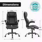 Ergonomic Office Chair, Reclining Executive Office Desk Chair with Adjustable Headrest and Pocket Spring Lumbar Support, Flip Up Armrests