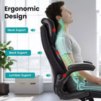 Ergonomic Office Chair, Reclining Executive Office Desk Chair with Adjustable Headrest and Pocket Spring Lumbar Support, Flip Up Armrests