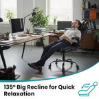 Ergonomic Office Chair, Reclining Executive Office Desk Chair with Adjustable Headrest and Pocket Spring Lumbar Support, Flip Up Armrests