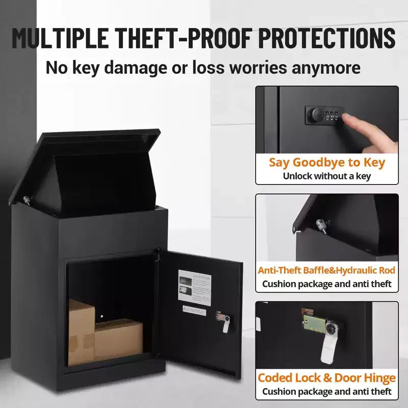 Package Delivery Box, 3.15 Cu Ft Anti-Theft Steel Combination Lock, Waterproof for Porch & Curbside
