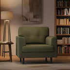 Ergonomic Wide Armrest Accent Chair - 38 Inch Linen Upholstered Reading Chair with High-Density Foam for Ultimate Comfort - Modern Single Seater