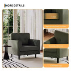 Ergonomic Wide Armrest Accent Chair - 38 Inch Linen Upholstered Reading Chair with High-Density Foam for Ultimate Comfort - Modern Single Seater