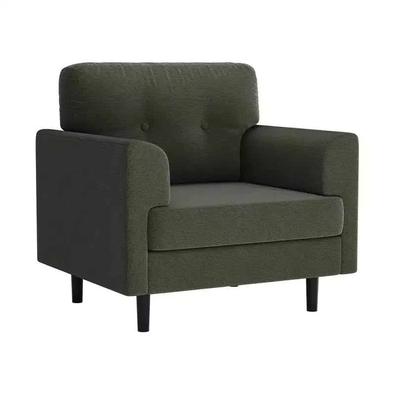 Ergonomic Wide Armrest Accent Chair - 38 Inch Linen Upholstered Reading Chair with High-Density Foam for Ultimate Comfort - Modern Single Seater
