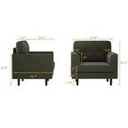 Ergonomic Wide Armrest Accent Chair - 38 Inch Linen Upholstered Reading Chair with High-Density Foam for Ultimate Comfort - Modern Single Seater