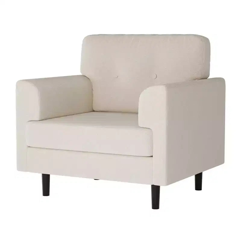 Ergonomic Wide Armrest Accent Chair - 38 Inch Linen Upholstered Reading Chair with High-Density Foam for Ultimate Comfort - Modern Single Seater