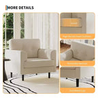 Ergonomic Wide Armrest Accent Chair - 38 Inch Linen Upholstered Reading Chair with High-Density Foam for Ultimate Comfort - Modern Single Seater