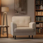 Ergonomic Wide Armrest Accent Chair - 38 Inch Linen Upholstered Reading Chair with High-Density Foam for Ultimate Comfort - Modern Single Seater