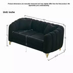 Modern Tufted Loveseat Sofa with Wood Frame and Gold Metal Legs, Chenille DeepSeat Couch for Living Room, Small Space or Apartment