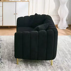 Modern Tufted Loveseat Sofa with Wood Frame and Gold Metal Legs, Chenille DeepSeat Couch for Living Room, Small Space or Apartment