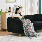 Modern Tufted Loveseat Sofa with Wood Frame and Gold Metal Legs, Chenille DeepSeat Couch for Living Room, Small Space or Apartment
