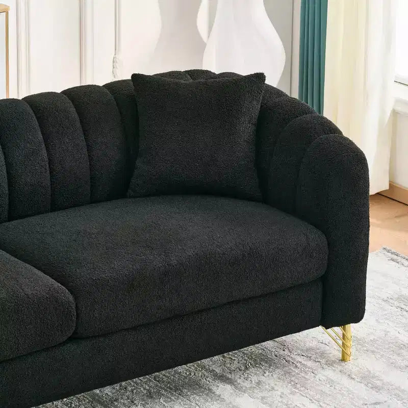 Modern Tufted Loveseat Sofa with Wood Frame and Gold Metal Legs, Chenille DeepSeat Couch for Living Room, Small Space or Apartment