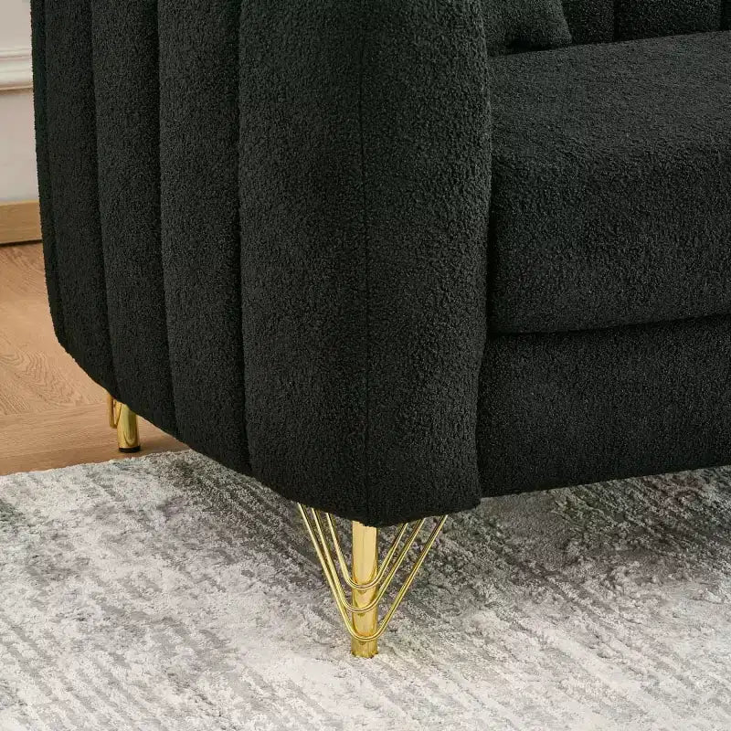 Modern Tufted Loveseat Sofa with Wood Frame and Gold Metal Legs, Chenille DeepSeat Couch for Living Room, Small Space or Apartment