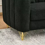 Modern Tufted Loveseat Sofa with Wood Frame and Gold Metal Legs, Chenille DeepSeat Couch for Living Room, Small Space or Apartment