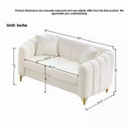 Modern Tufted Loveseat Sofa with Wood Frame and Gold Metal Legs, Chenille DeepSeat Couch for Living Room, Small Space or Apartment
