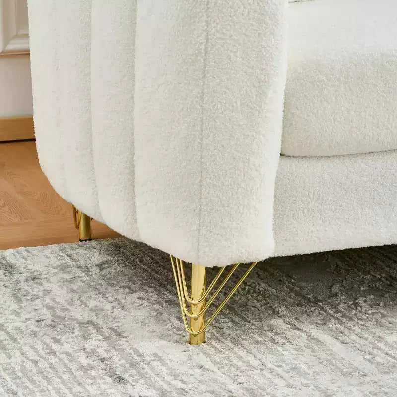 Modern Tufted Loveseat Sofa with Wood Frame and Gold Metal Legs, Chenille DeepSeat Couch for Living Room, Small Space or Apartment