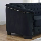 Modern Tufted Loveseat Sofa with Nailhead Trim and Wood Frame, Velvet Chesterfield Sofa for Living Room, Lounge or Apartment