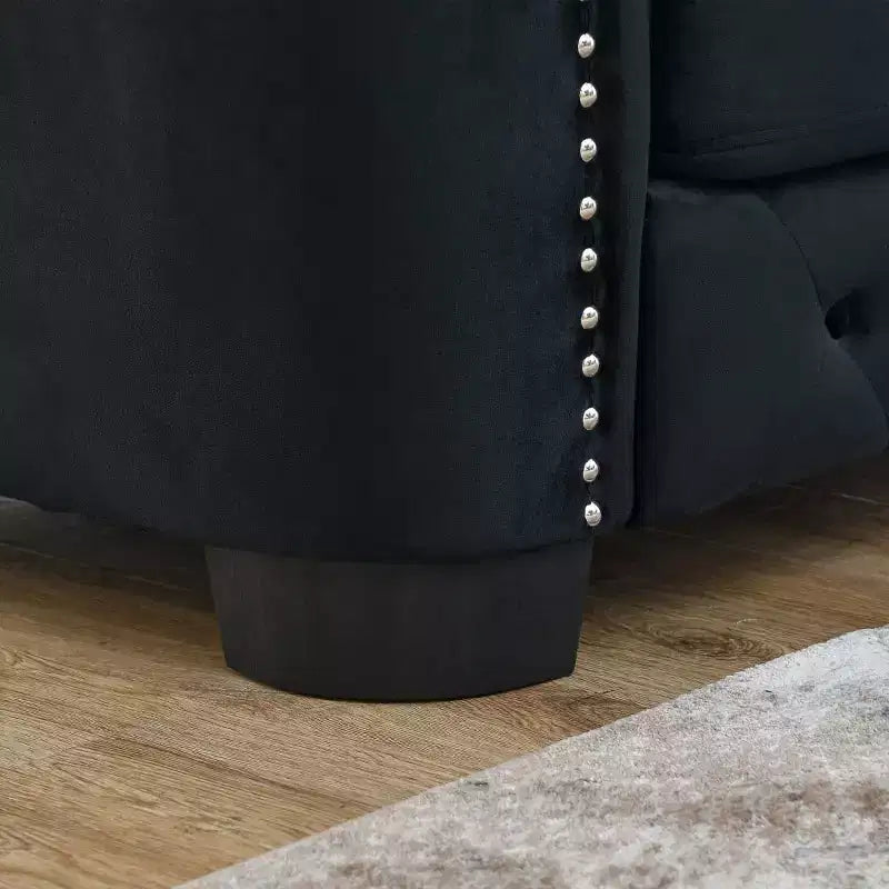 Modern Tufted Loveseat Sofa with Nailhead Trim and Wood Frame, Velvet Chesterfield Sofa for Living Room, Lounge or Apartment