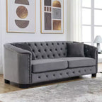 Modern Tufted Loveseat Sofa with Nailhead Trim and Wood Frame, Velvet Chesterfield Sofa for Living Room, Lounge or Apartment