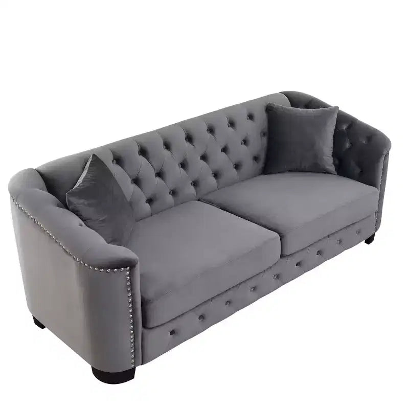 Modern Tufted Loveseat Sofa with Nailhead Trim and Wood Frame, Velvet Chesterfield Sofa for Living Room, Lounge or Apartment