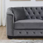 Modern Tufted Loveseat Sofa with Nailhead Trim and Wood Frame, Velvet Chesterfield Sofa for Living Room, Lounge or Apartment