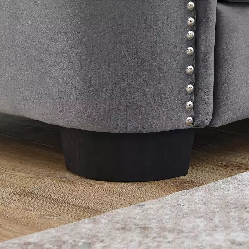 Modern Tufted Loveseat Sofa with Nailhead Trim and Wood Frame, Velvet Chesterfield Sofa for Living Room, Lounge or Apartment