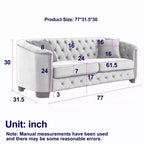 Modern Tufted Loveseat Sofa with Nailhead Trim and Wood Frame, Velvet Chesterfield Sofa for Living Room, Lounge or Apartment