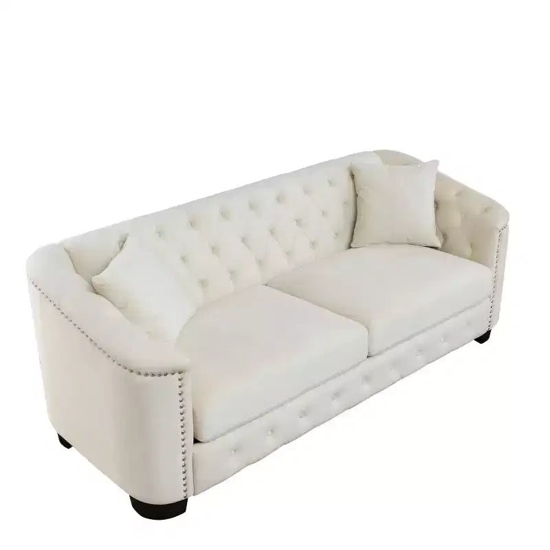 Modern Tufted Loveseat Sofa with Nailhead Trim and Wood Frame, Velvet Chesterfield Sofa for Living Room, Lounge or Apartment